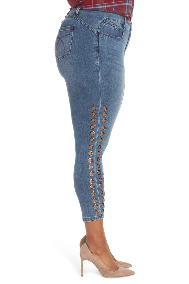 Grommet Ankle Skinny Jeans, Alternate, color, LONDON WASH