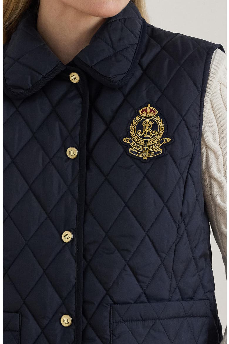Crested Quilted Vest, Alternate, color, DARK NAVY