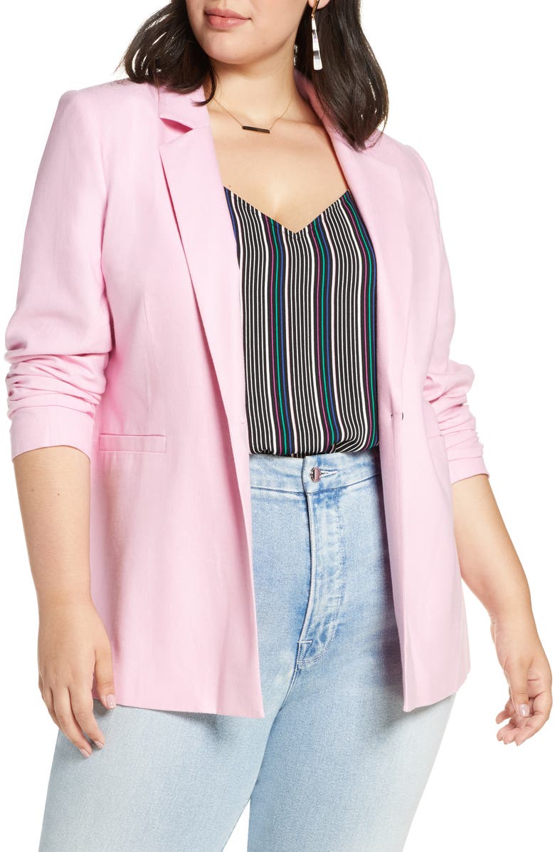 Halogen<sup>®</sup> Ruched Sleeve Blazer, Main, color, 