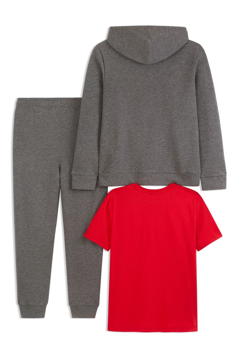 Kids' Graphic T-Shirt, Hoodie & Joggers Set, Alternate, color, CHARCOAL
