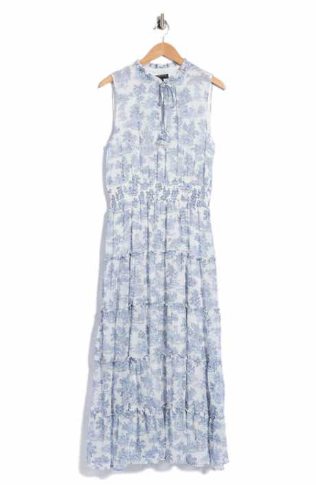 Smocked Neck Tiered Maxi Dress