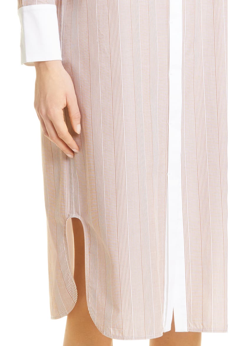 Stripe Cotton Shirtdress, Alternate, color, MACCHIATO/ WHITE