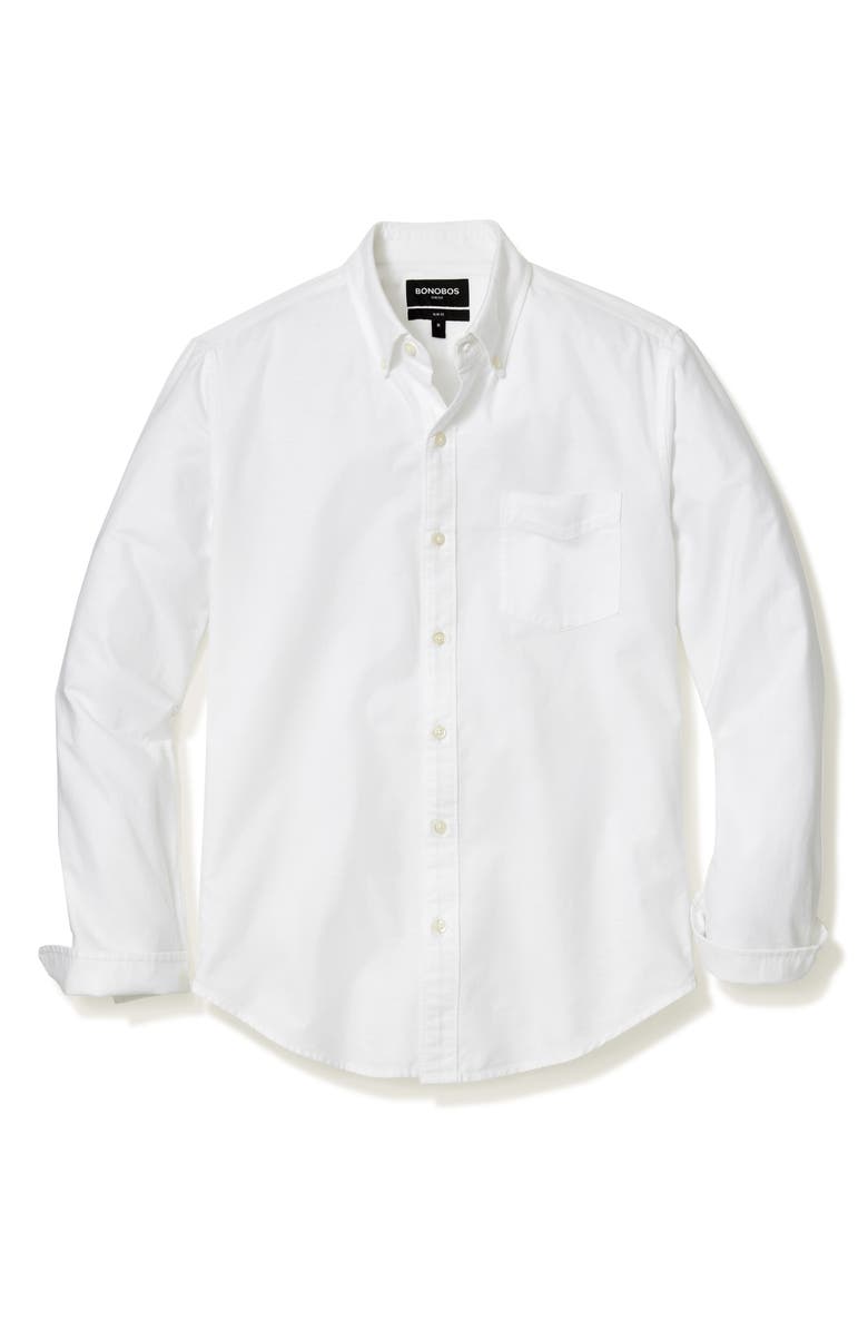 Bonobos Slim Fit Solid White Stretch Cotton Button-Down Oxford Shirt, Alternate, color, 