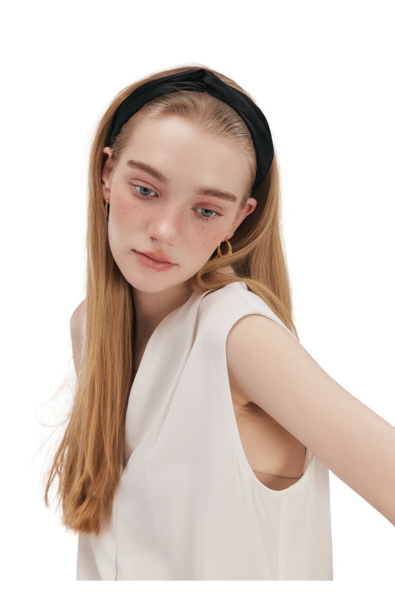 OLAH Silk Twisted Hairband, Alternate, color, Black