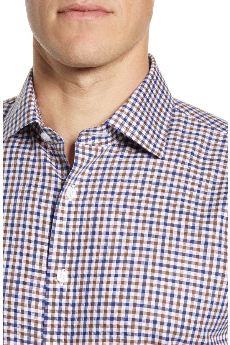 Trim Fit Gingham Dress Shirt, Alternate, color, NAVY