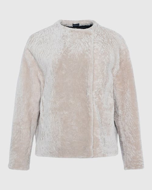Gorski Textured Shearling Lamb Jacket In Neutral
