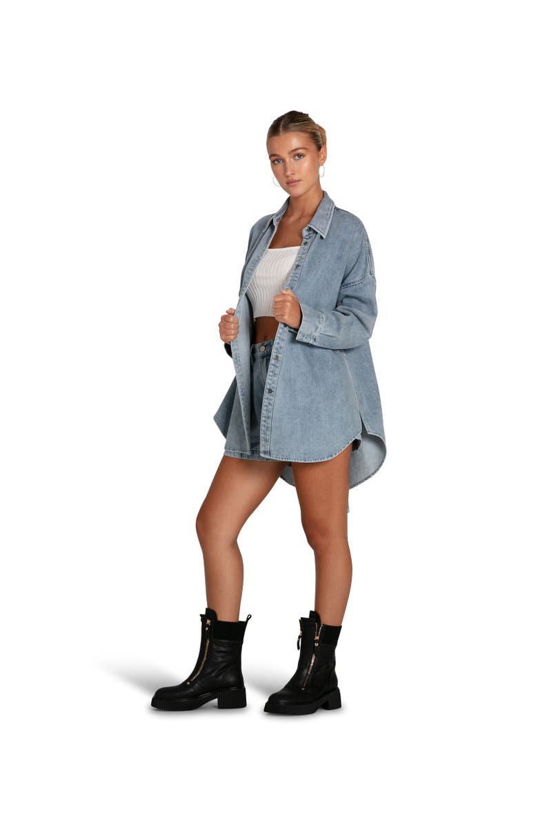 Belle & Bloom Into Him Oversized Denim Shirt, Alternate, color, Stonewash