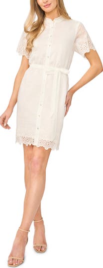 Halogen® Eyelet Lace Shirtdress | Nordstrom