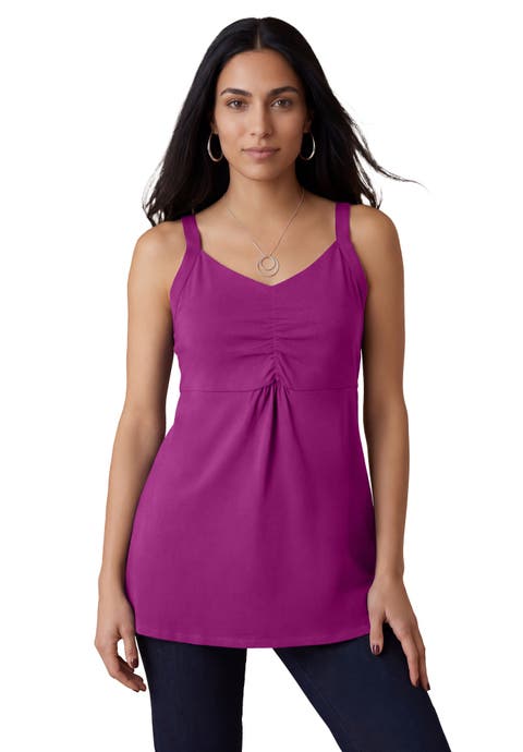 Stretch Cotton Shirred Tank