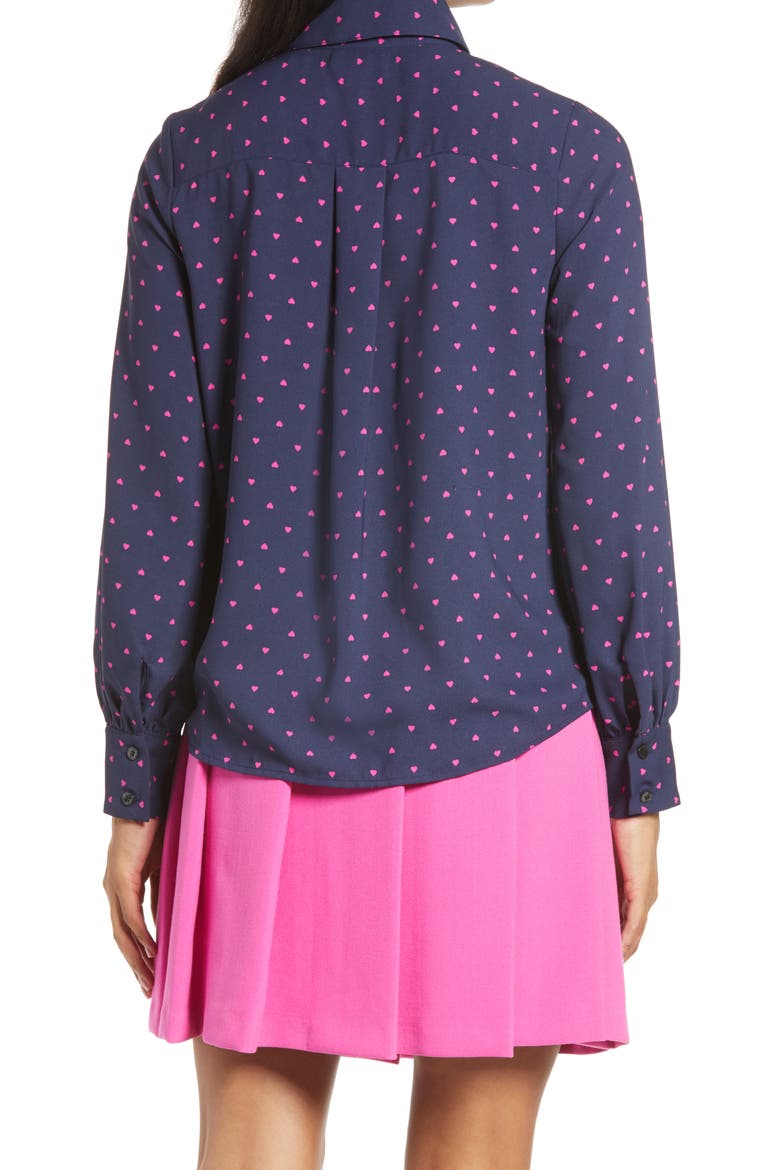 x Atlantic-Pacific Puff Sleeve Button-Up Shirt, Alternate, color, NAVY PEACOAT HEART