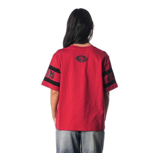 The Wild Collective Scarlet San Francisco 49ers Drop Shoulder T-shirt In Red