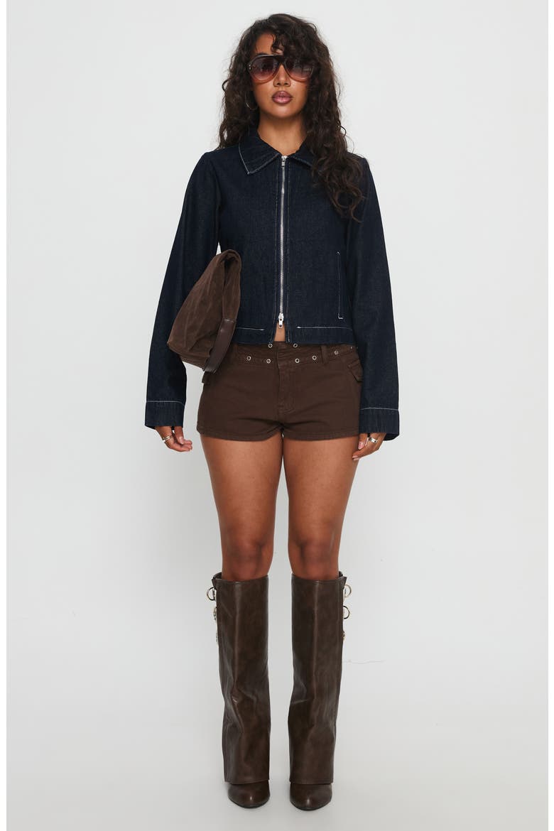 Reno Grommet Cotton Denim Shorts, Alternate, color, BROWN WASH