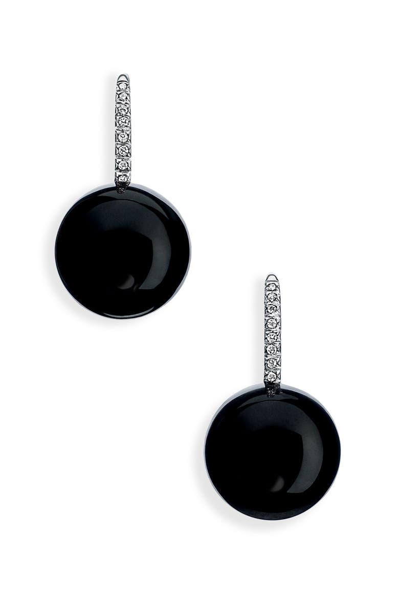 'Black & White' Stone & Diamond Drop Earrings, Main, color, BLACK ONYX