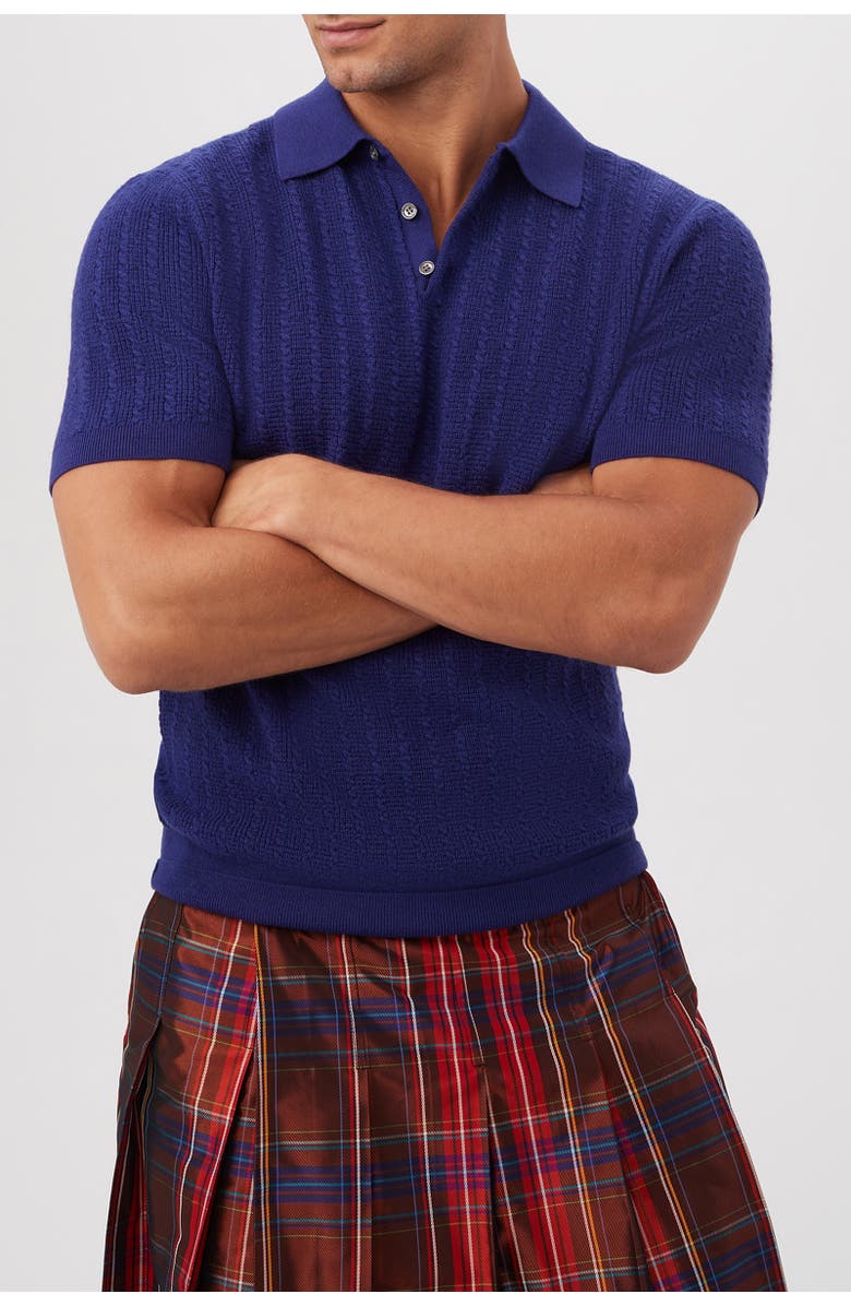 MR TURK Asher Short Sleeve Knit Polo, Main, color, Amethyst Aura