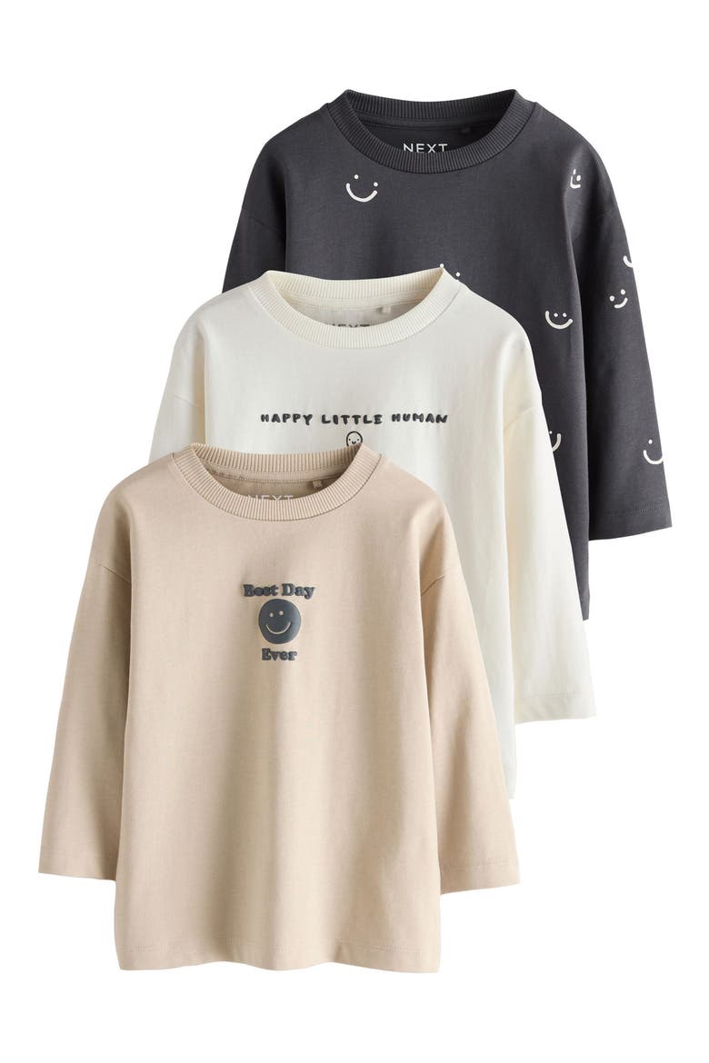 Kids' Pack of 3 Assorted Long Sleeve Slogan T-Shirts, Main, color, MULTI