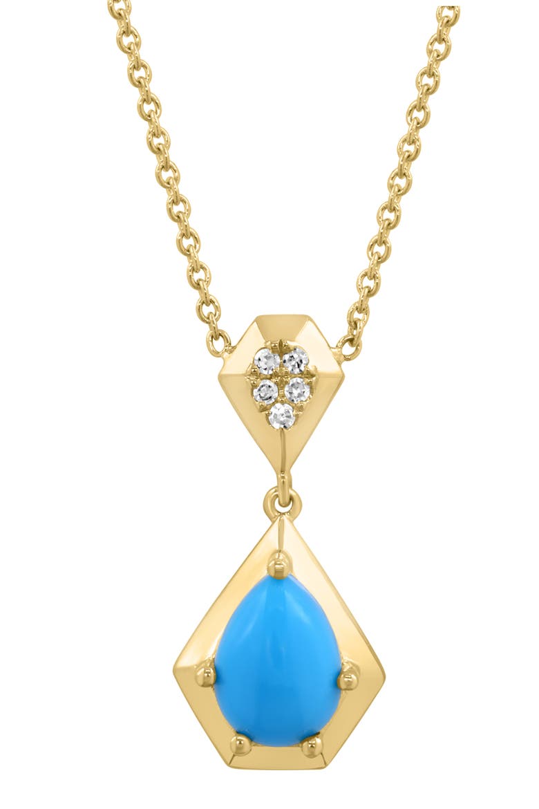Gold Plated Sterling Silver Diamond & Stone Pendant Necklace, Alternate, color, BLUE