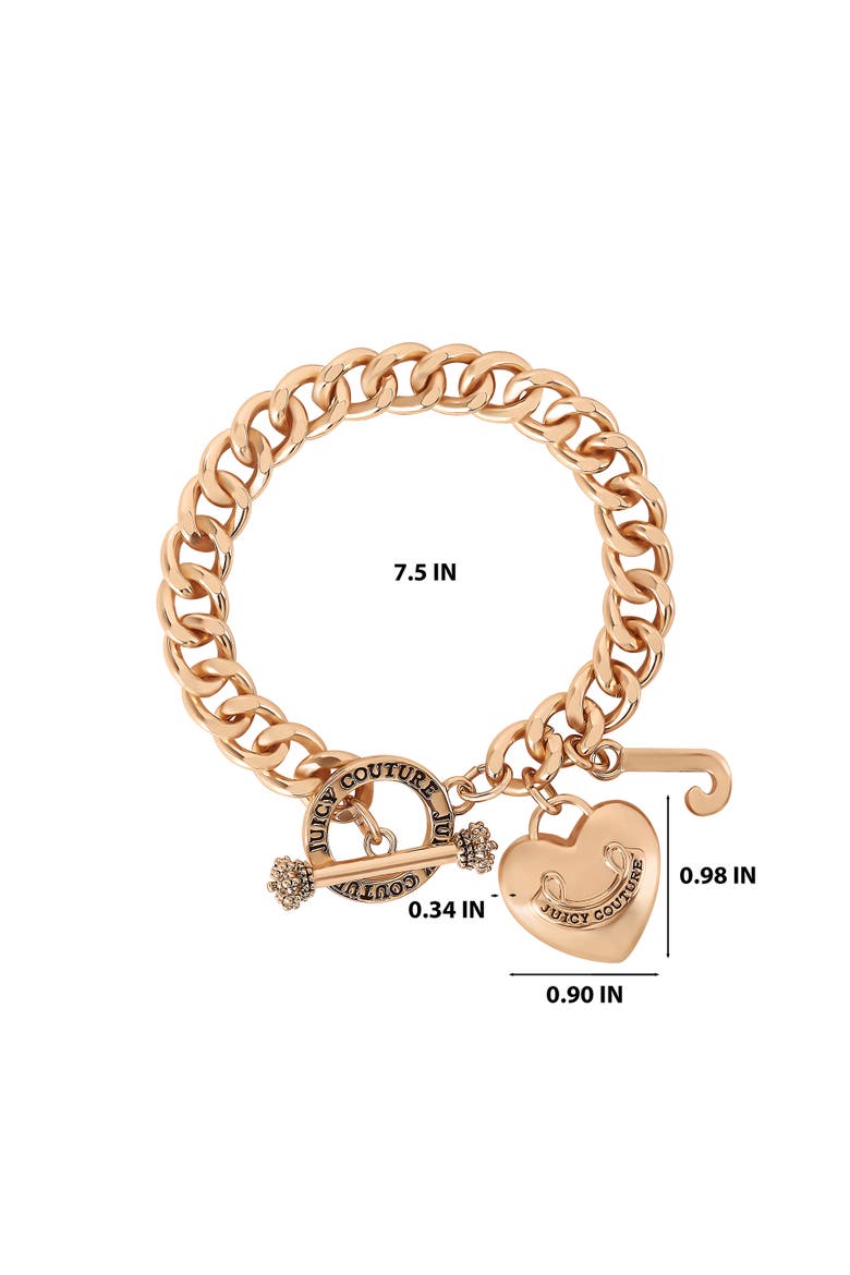 Toggle Bracelet with Crystal Heart Charm, Alternate, color, Gold