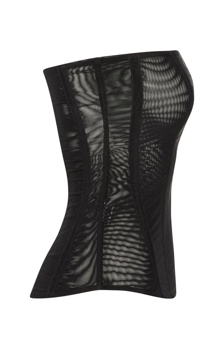 LEAU Muse Mesh Corset Top, Alternate, color, Black