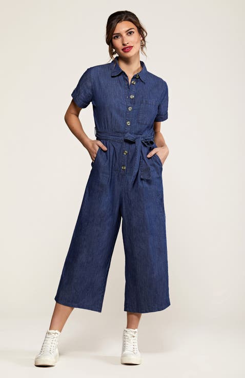 Chambray Light Denim Button Jumpsuit