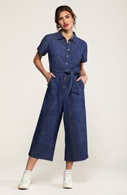 Yumi Chambray Light Denim Button Jumpsuit