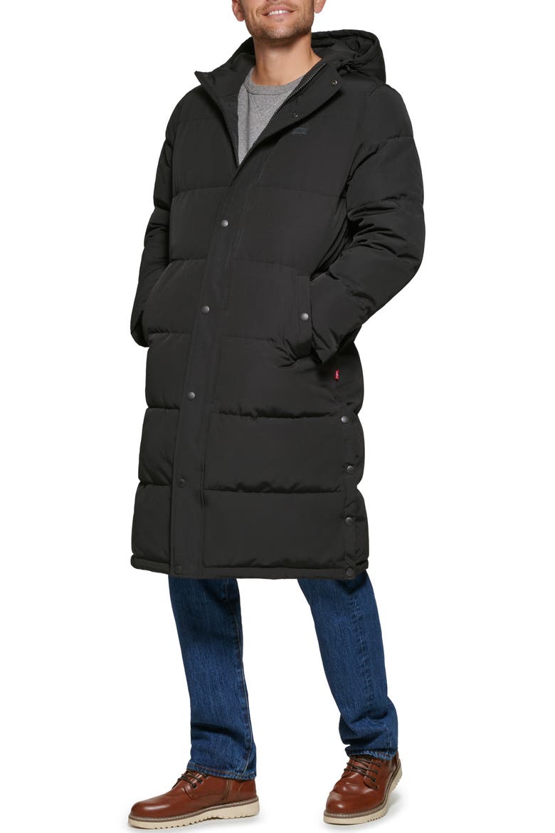 Long Hooded Puffer Parka, Main, color, BLACK