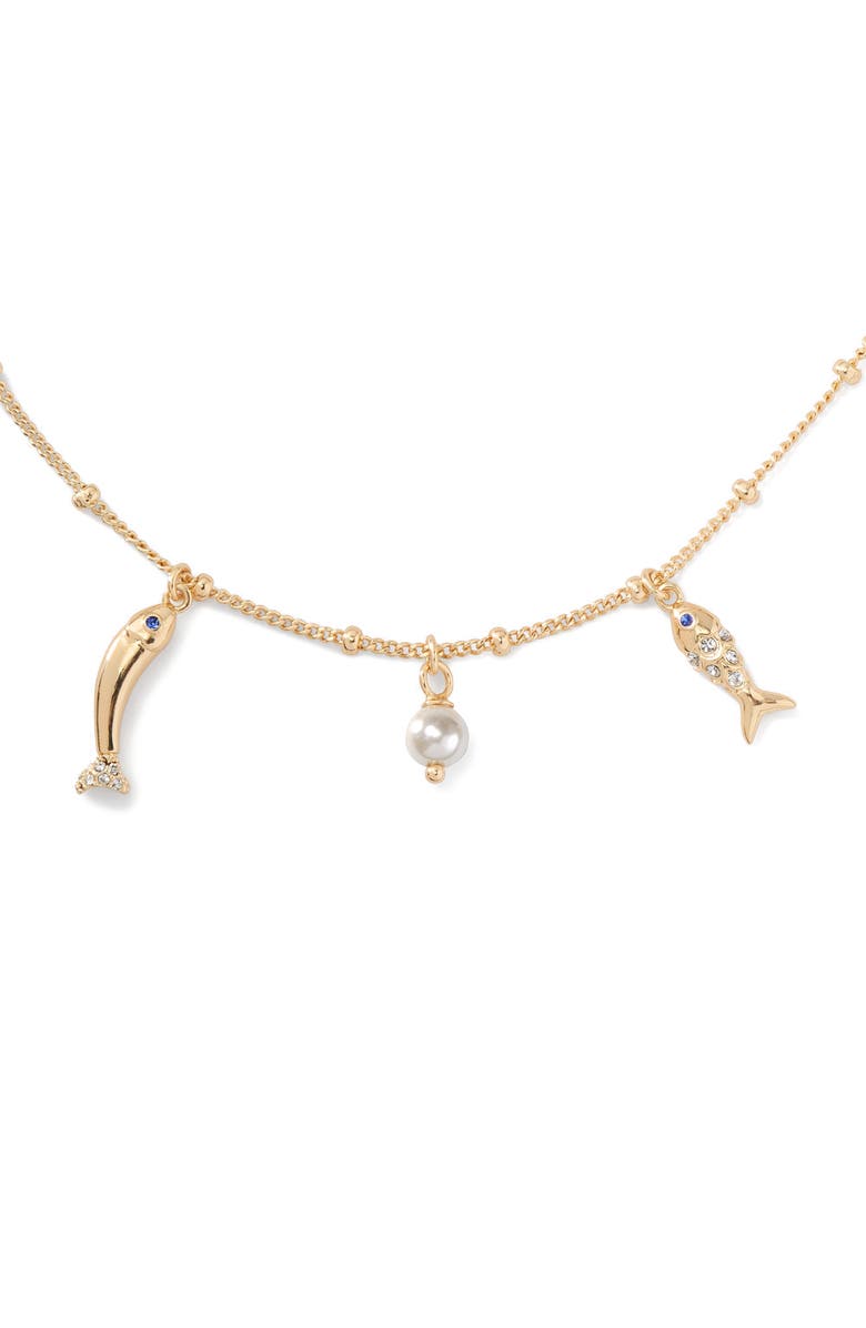 Kate Spade New York summer daze fish charm anklet, Alternate, color, Cream Multi