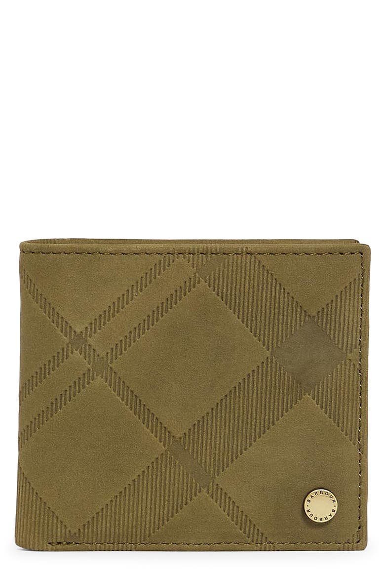 Beith Tartan Nubuck Leather Wallet, Main, color, KHAKI