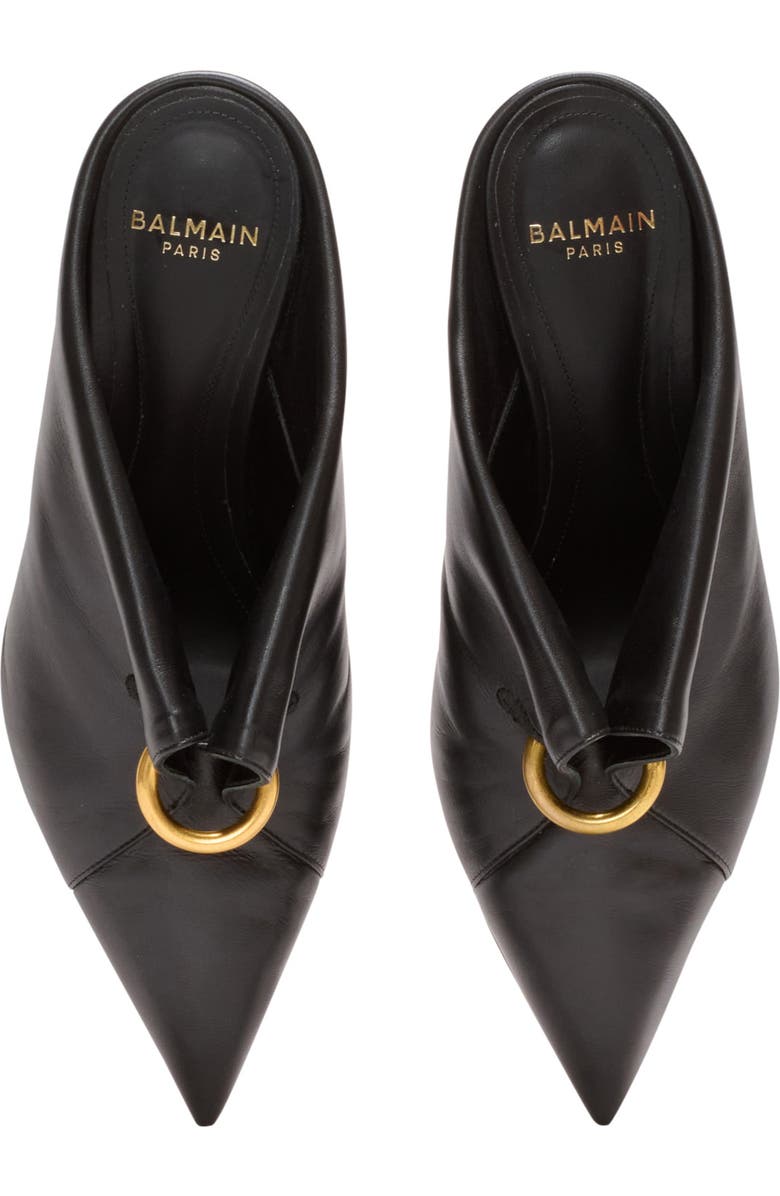 Balmain Lambskin leather mules with front piercing, Alternate, color, Black