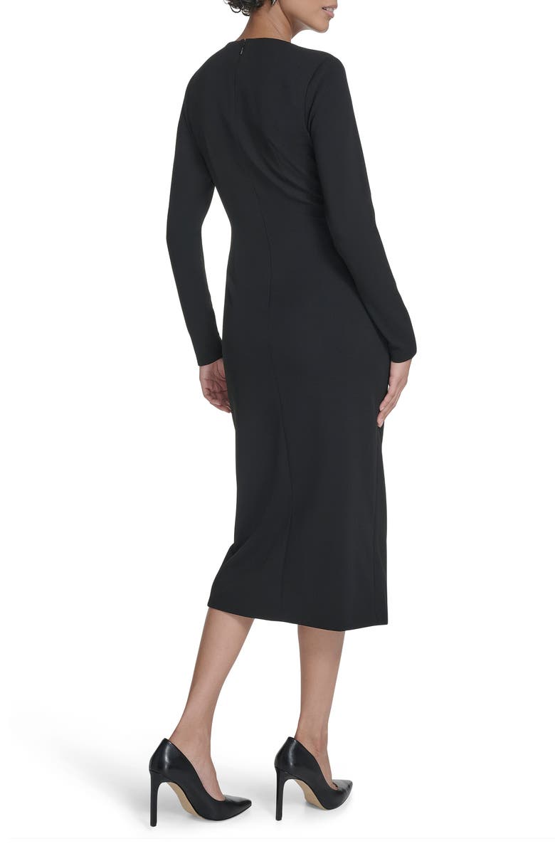 Calvin Klein Knot Waist Midi Sheath Dress, Alternate, color, Black