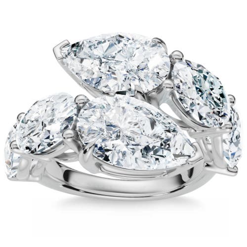 Bliss Diamond 7.10ct Pear & Oval Shape Bypass Ring Gold Lab Grown In 10k White Gold