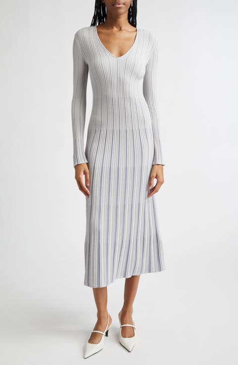Long Sleeve Rib Sweater Dress