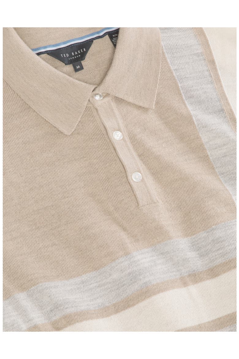 Intarsia Merino Wool Blend Sweater Polo, Alternate, color, LIGHT CAMEL HEATHER