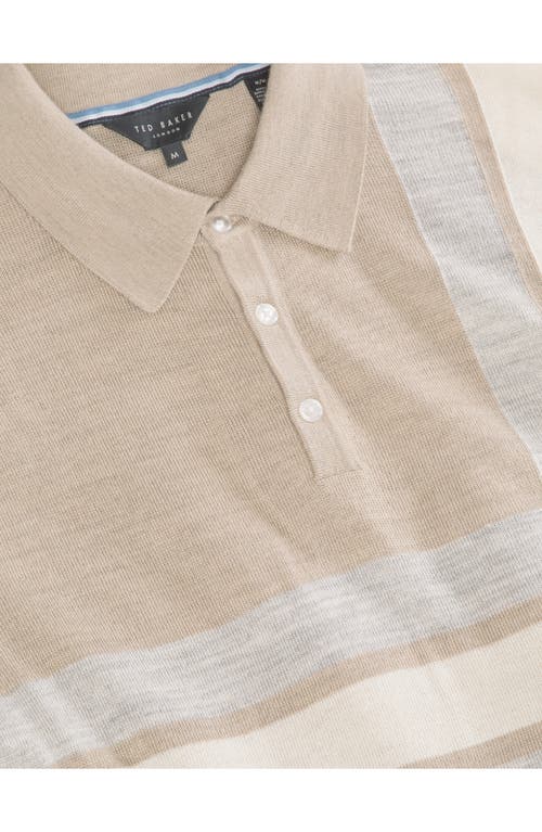 Ted Baker Intarsia Merino Wool Blend Sweater Polo In Neutral
