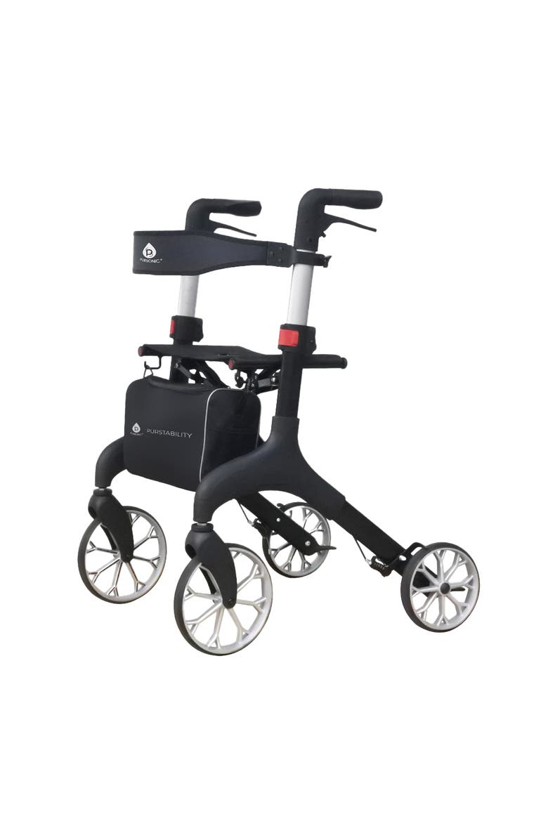 PURSONIC Foldable Wheeled Walker with Adjustable Height, 9-Inch Front and 8-Inch Rear Wheels, 300 lb Capacity, Main, color, 