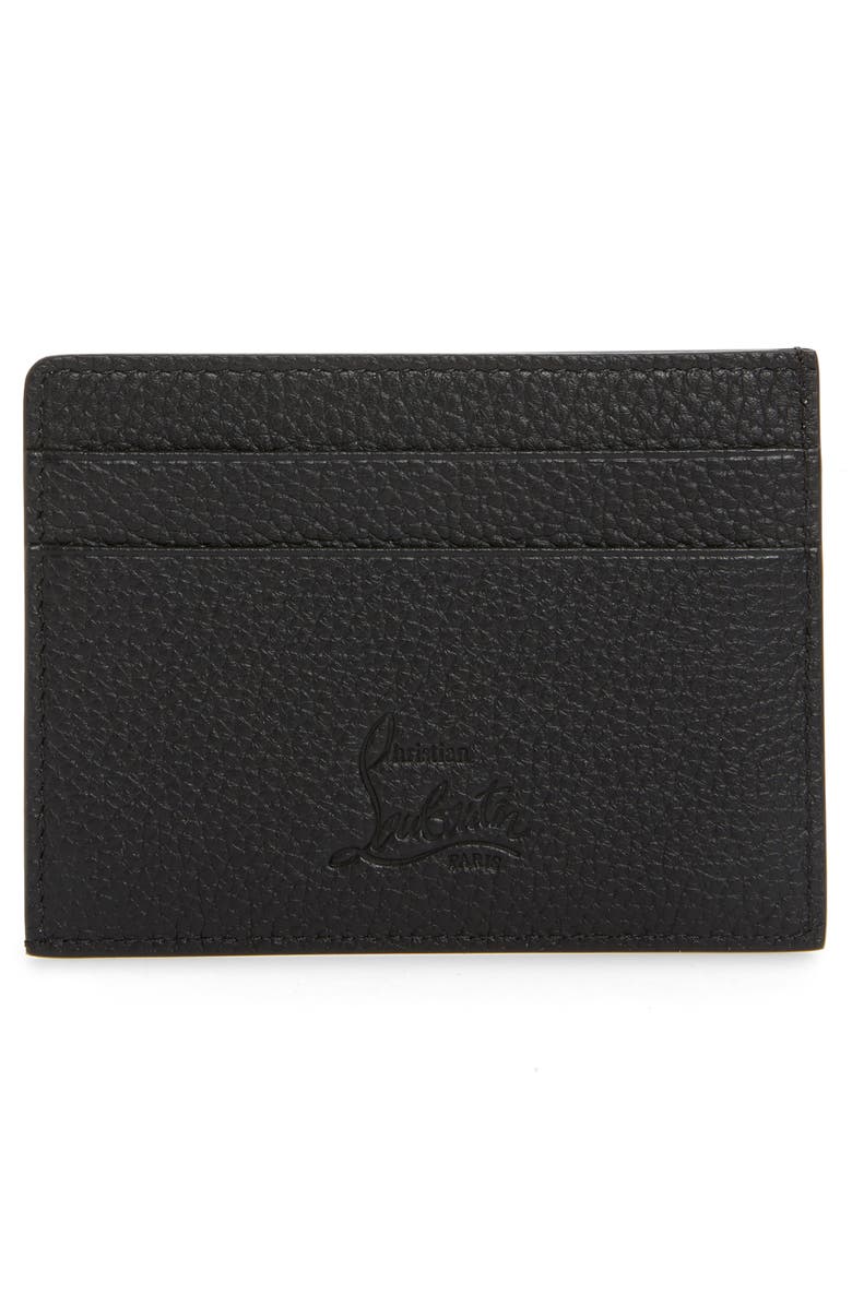 Christian Louboutin Empire Spikes Calfskin Leather Card Case, Alternate, color, 
