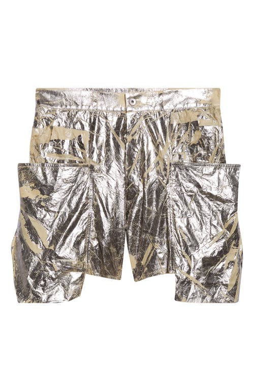 Rick Owens Drkshdw Stefan Metallic Cargo Shorts In Silver