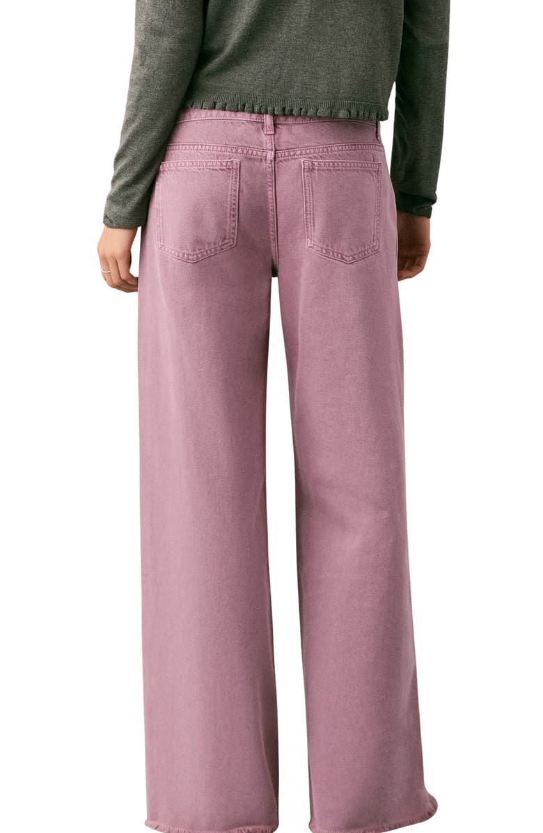 MANGO TEEN Frayed Seamed Low Rise Wide Leg Jeans, Alternate, color, Pink