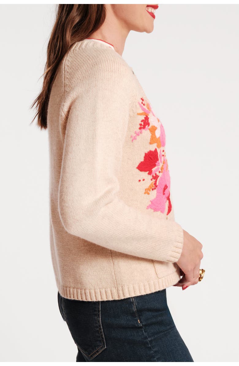 Frances Valentine Bouquet Cardigan, Alternate, color, Oatmeal/Pink