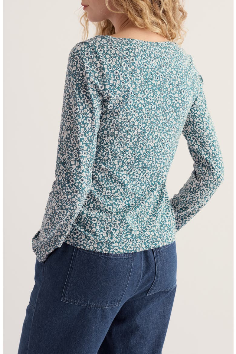 Easel Long Sleeve Organic Cotton T-Shirt, Alternate, color, PRESSED DITSY ESTUARY