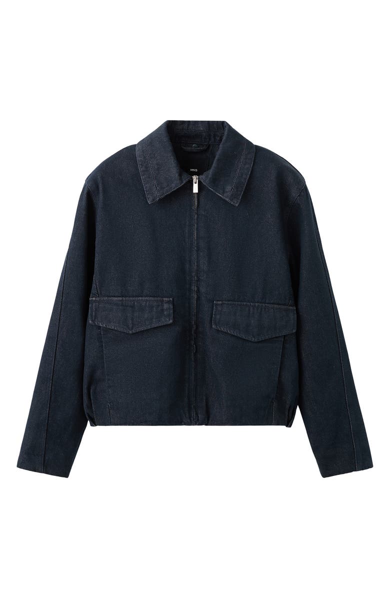 MANGO Denim Jacket with Faux Fur Collar, Alternate, color,