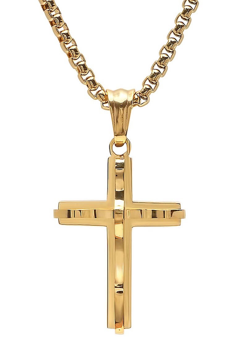 Men's 18k Gold Plated Cross Pendant Necklace, Main, color, GOLD