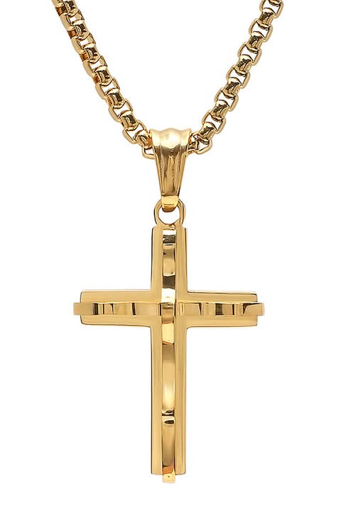 Men's 18k Gold Plated Cross Pendant Necklace