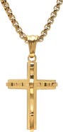 STEELTIME Men's 18k Gold Plated Cross Pendant Necklace