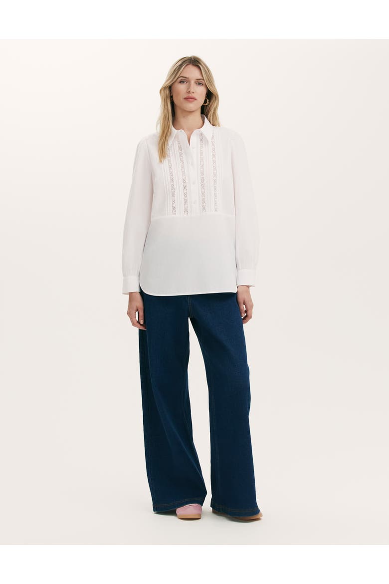 Remy Lace Detail Cotton Shirt, Alternate, color, White