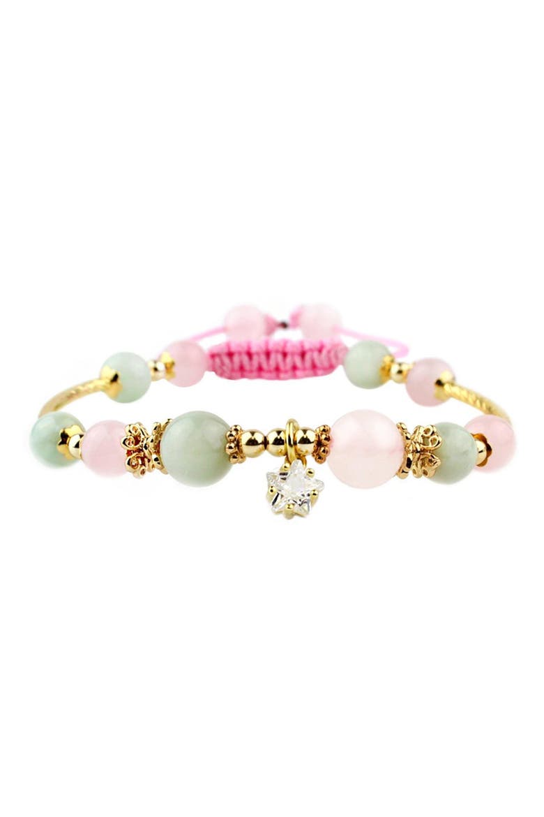 Love Is Protection Beaded Bracelet, Main, color, GOLD PINK WHITE
