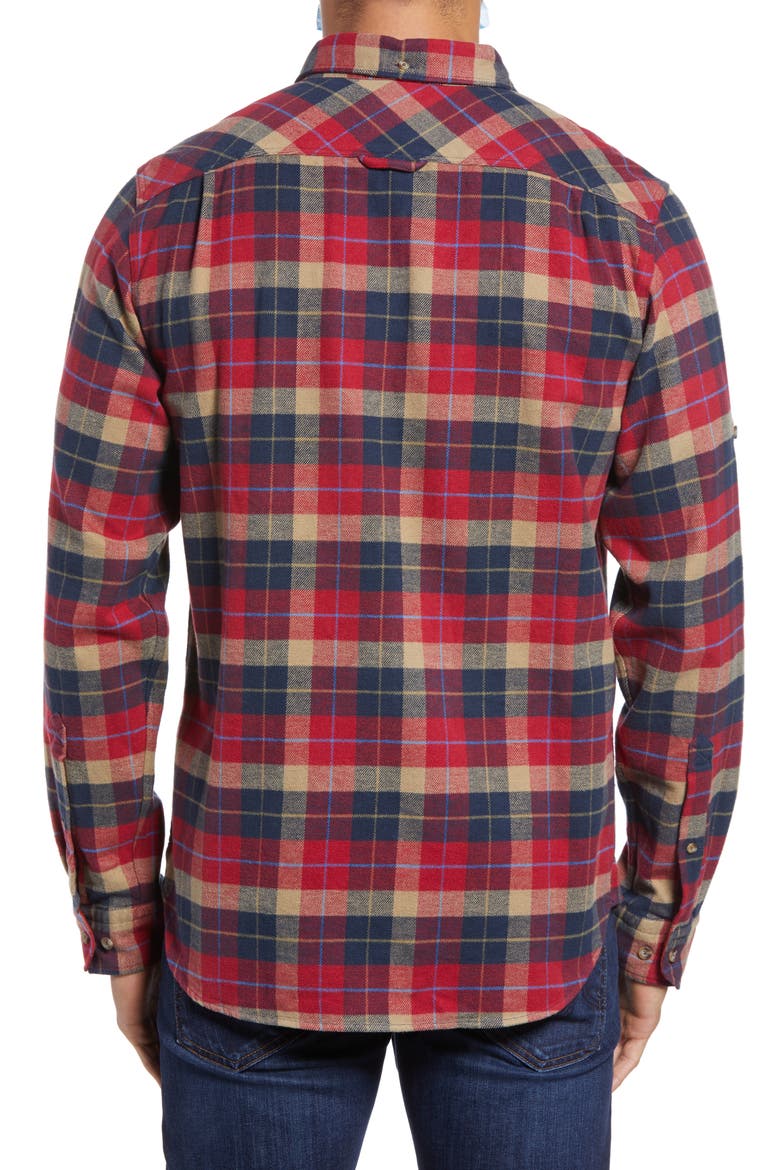 Singi Plaid Button-Down Flannel Shirt, Alternate, color, DEEP RED