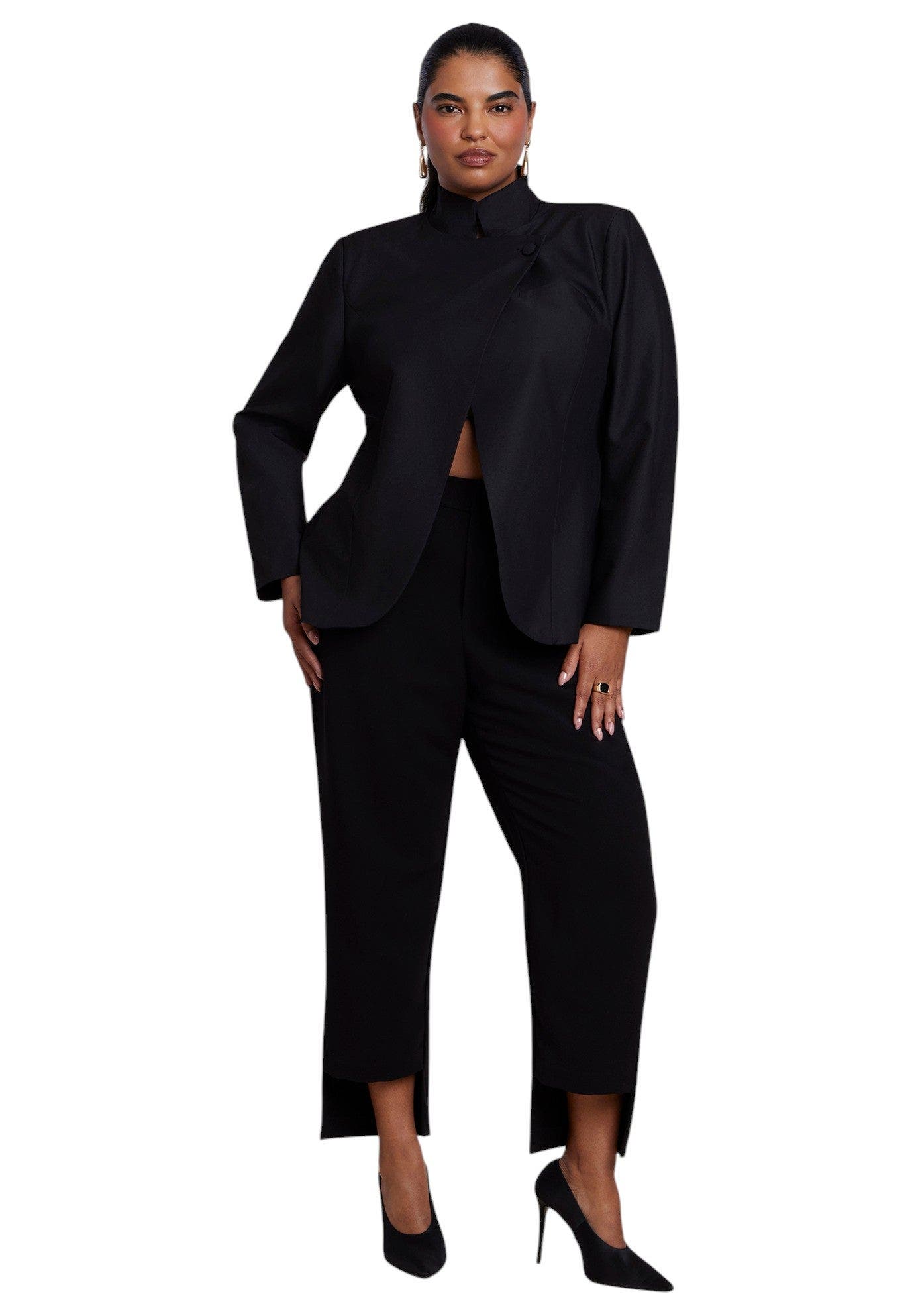 ELOQUII Stand Collar Overlap Blazer (Plus) (Women) | Nordstrom