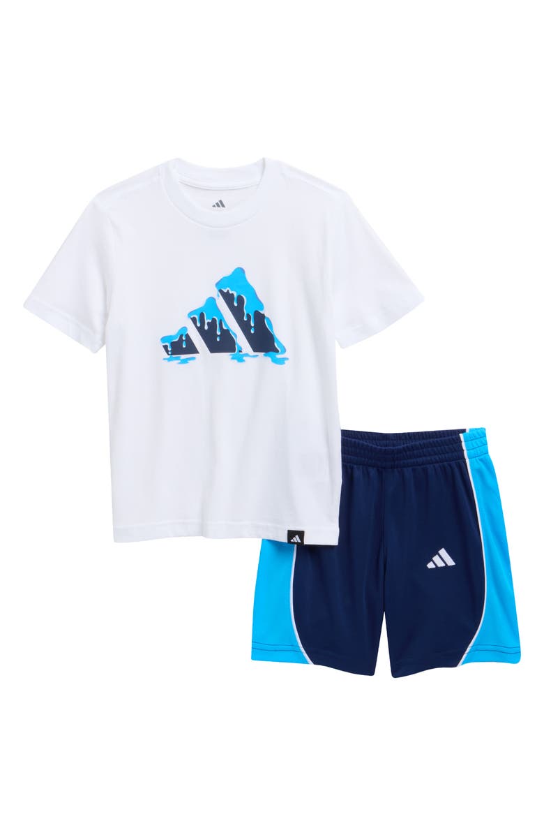 adidas Kids' Cotton Graphic T-Shirt & Mesh Shorts Set, Main, color, White