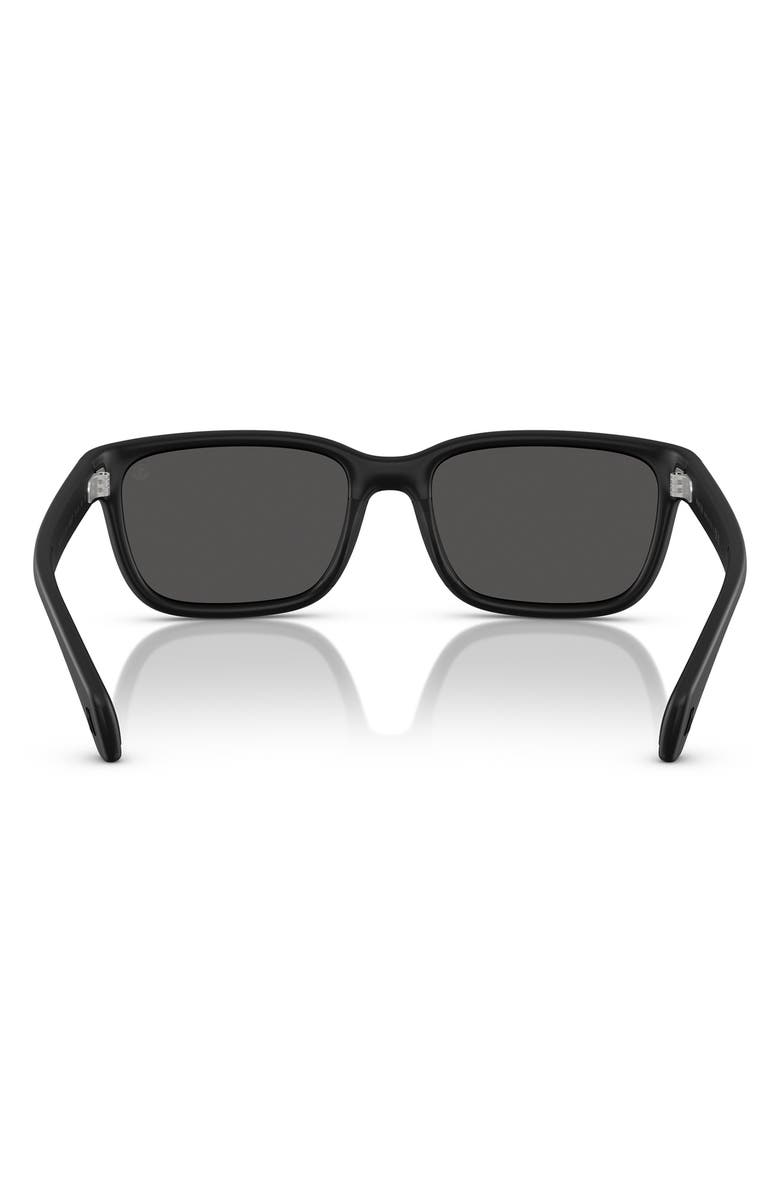 Moncler 55mm Polarized Rectangle Sunglasses, Alternate, color, Matte Black