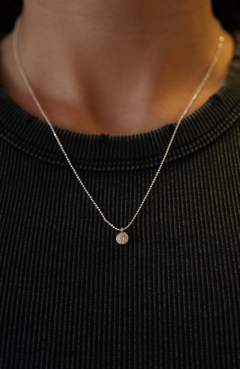 Argento Vivo Sterling Silver Two-Tone Cubic Zirconia Pendant Necklace, Alternate, color, Gold/ Silver